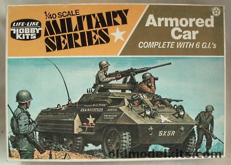 Life-Like 1/40 M20 Armored Car with 6 G.I.s - (ex Revell Adams), H651-150 plastic model kit